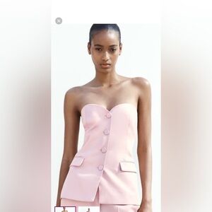 NWT Zara strapless bustier top in pink satin. In xs
